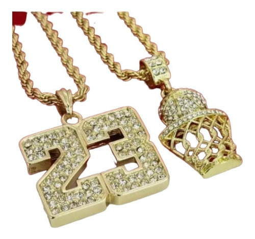 Cadena Oro 14k 23 Hip Hop Colgante Basket Cubana