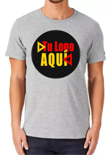 Remera Gris Sublimada Personalizada Foto Frase Logo Premium 