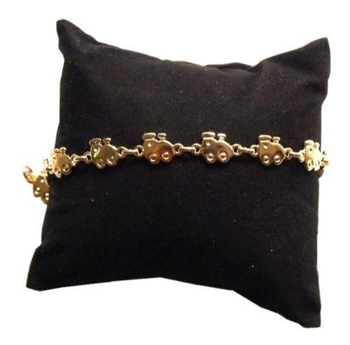 Pulsera De Oro 18k Laminado Y Dijes Trencitos