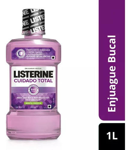 1 Litro Listerine Morado Cuidado Total Enjuague Bucal Menta