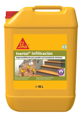 Sika Inertol Infiltracion Para Humedad De Cimientos X 10 Lts