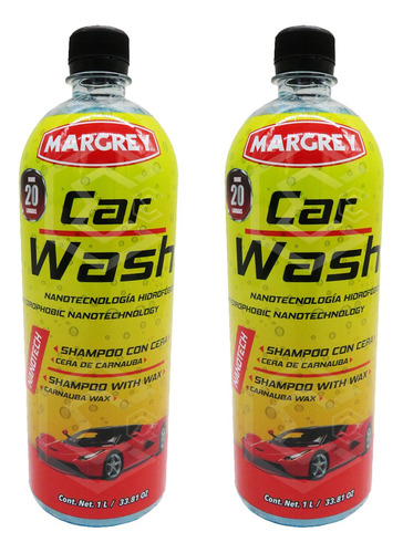 2 Shampoo Con Cera Para Auto Espumoso - Car Wash Margrey 1lt