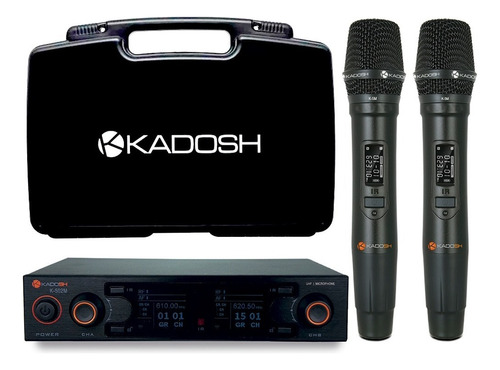 Kit Com 1 Microfone S/fio Duplo Kadosh K502m Com Acessórios