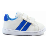 Zapatos Bebés Velcro Sergio Blanco Y Azul - Zapatos Bebés Pa