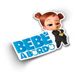 Sticker Bebe A Bordo Jefe En Pañales Niña Adhesivo Auto 15cm