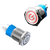 Botão Liga/desliga Led 12v Metal Inox 16mm/19mm Com Trava Cor 16mm Azul