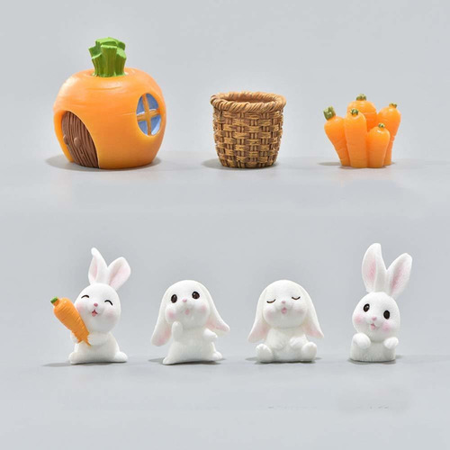 7 Piezas De Figuras En Miniatura De Hadas De Conejo, Terrari