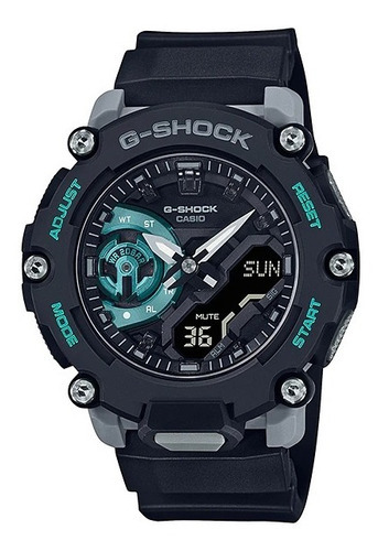 Reloj Casio G-shock Carbon Core Original Hombre E-watch Color De La Correa Negro Color Del Bisel Negro/azul Color Del Fondo Negro