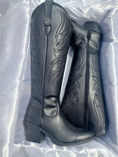 Bota Vaquera Bordada Moda/dama Tubo Alto Cowgirl