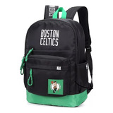 Mochila Basquet Nba Deportiva Urbana Equipo Bolsillo Frontal Color Negro Diseño De La Tela Boston Celtics