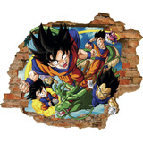 Adesivo De Parede Decoração Buraco Dragon Ball Goku Vegeta