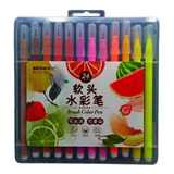 Caneta Pincel Brush Color Pen 24 Cores Volta As Aulas Fofa