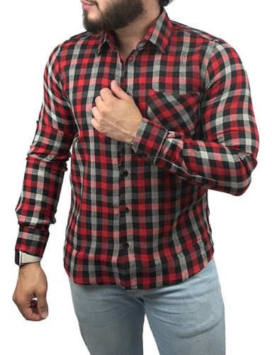 Camisa Social Masculina Manga Longa Xadrez - Pronta Entrega