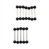 Piercing Barbells Uv Color Negro Mix De Medidas 10 Unds