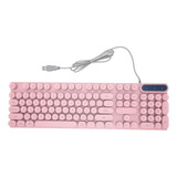 Teclado De Ordenador Para Juegos Usb Redondo 104 Teclas Retr