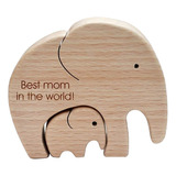 Set De 2 Piezas De Elefantes De Madera Para Madre, Elefante,