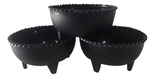 Salseros Negro De Plástico 12cm Mini Molcajete 50 Piezas 