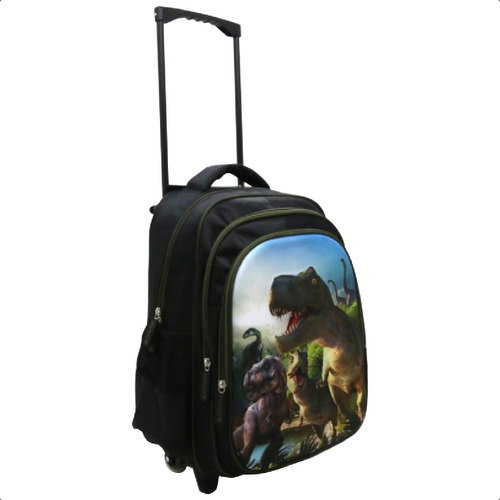 Mochila Carrito Dino Escuela Carpeta Primaria Varon Carro 3d