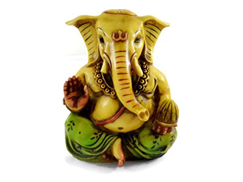 Figura De Lord Ganesha En Resina Pintada A Mano 5 