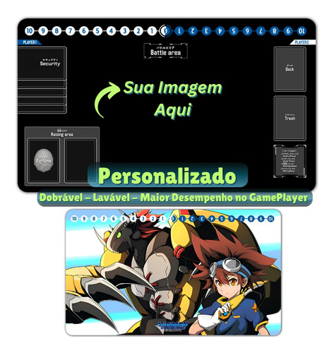 Playmat Digimon Campo De Batalha - Playmat Personalizado
