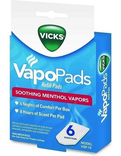 Almohadilla Vapor Mentol Calmante Por 6 Piezas Vicks