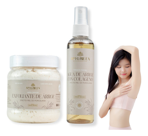 Kit Exfoliante Y Aclarante Jabón Y Agua De Arroz Apigreen 