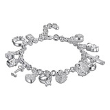 Pulsera Luna Y Corazón Plata 925