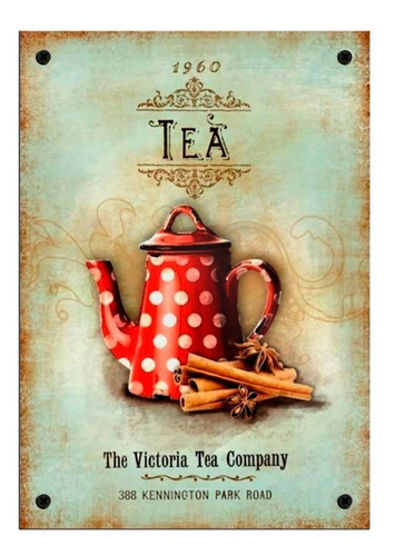 Cartel Chapa Decorativa Vintage Retro Chic Tea Te Cocina