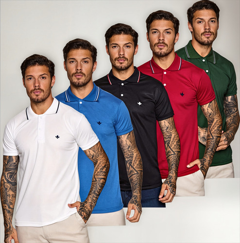 Kit 5 Camisas Camiseta Gola Polo Masculina Premium Basica