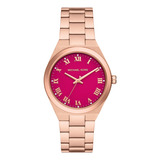 Reloj Mujer Michael Kors Mk7462 Lennox Correa Rosa Bisel Rosa Fondo Fucsia