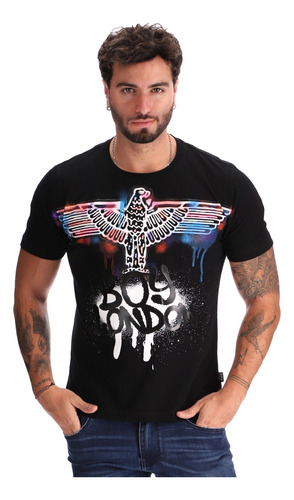 Playera Manga Corta Hombre Grafiti Tinta Azul Boy London