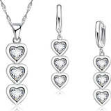 Set Plata 925 Corazón Collar Mujer Cadena Regalo Joyeria