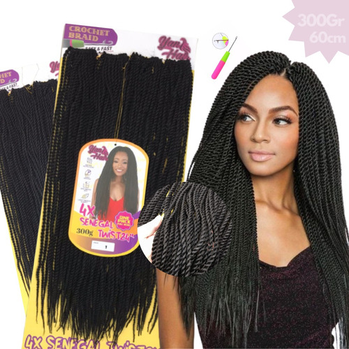 Cabelo Senegal Twist Crochet Braid 300gr Premium + Agulha