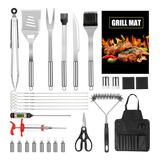 Kit De Utensilios Para Barbacoa, 30 Piezas, Abrazadera Para