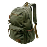 Mochila Escolar Infantil Em Lona Verde-oliva, Compartimento Para Notebook, 35l, Ultra Resistente, Com Bolsos Para Garrafas