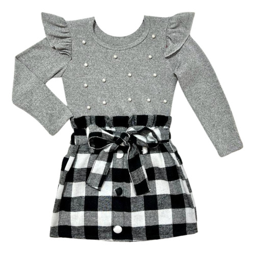 Conjunto Saia E Blusa Frio Feminina Infantil Moda Inverno