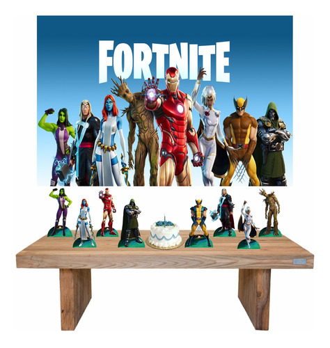 Fortnite - Kit Display 8 De Mesa + Painel Decorativo