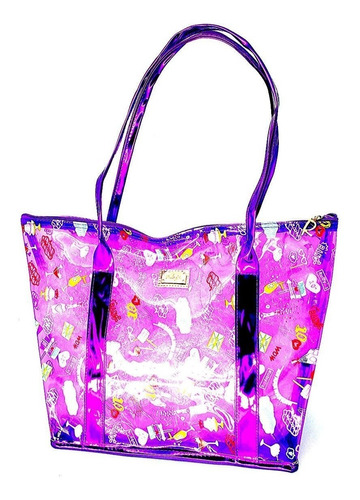 Bolsa De Praia Grande Feminina Transparente Estampada