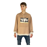 Hoodie Fino Socrates Combinado Fiume Buzo Beige