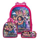 Kit Escolar Infantil Mochila De Rodinha Encanto Menina 3 Pçs