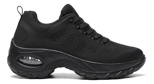 Tenis Negros Para Mujer Plataforma Comodos Running Noihzaf