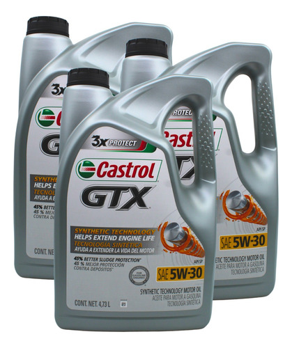 Caja De Garrafas De Aceite Castrol Gtx 5w-30 X 4.73 Ml.