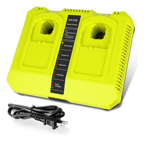 Cargador De 18v De Doble Puerto Compatible Baterías Ry...