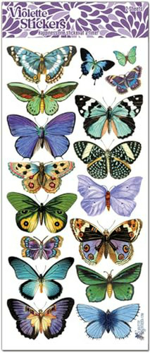 Violette Etiquetas Engomadas De Las Mariposas Azules.