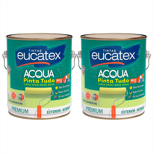 Tinta Epóxi Eucatex Branca 3,6 L Antimofo Kit C/2