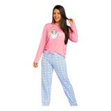 Pijama De Frio Manga Longa Inverno Conjunto Blogueira Sloth