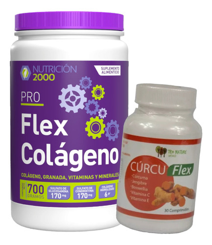 Kit Curcuflex Teo Nature Y Pro Flex Colágeno 700 Gramos Sabor Mora