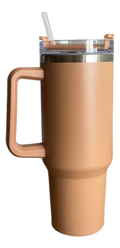 Vaso Mug Térmico 1200ml Con Asa Y Bombilla Acero Inox