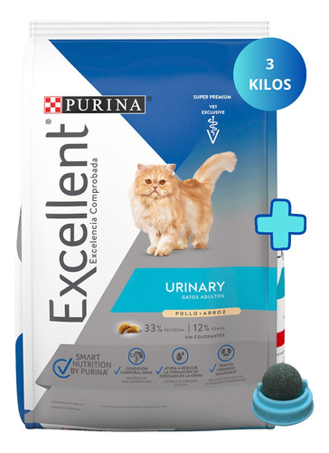 Pack Alimento Excellent Gato Adulto Urinary 3 Kg + Regalo