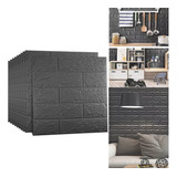 Pack 20 Lamina Papel Mural Autoadhesivo 3d Ladrillo Negro